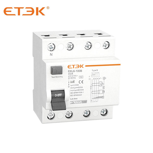 EKL6-100B 10kA Electromagnetic type B RCCB with DC 6mA Protection