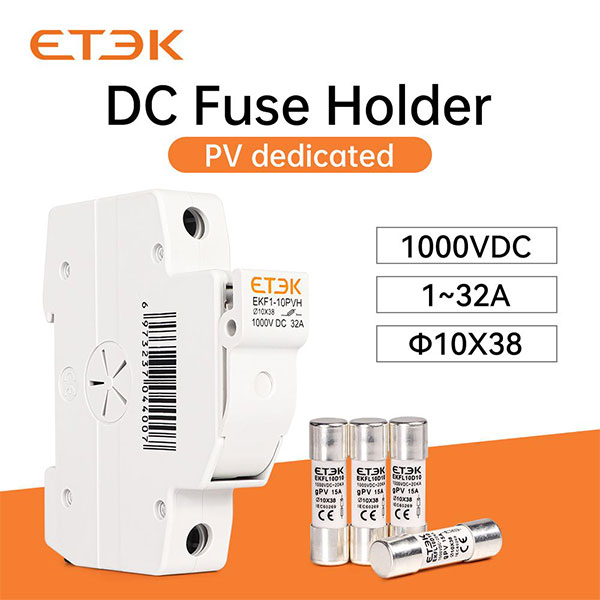 ETEK 1-32A Rail Mount PV Solar Fuse blocks and Holders for 10 x 38mm Fuse, 1P, 1000VDC without fuse core